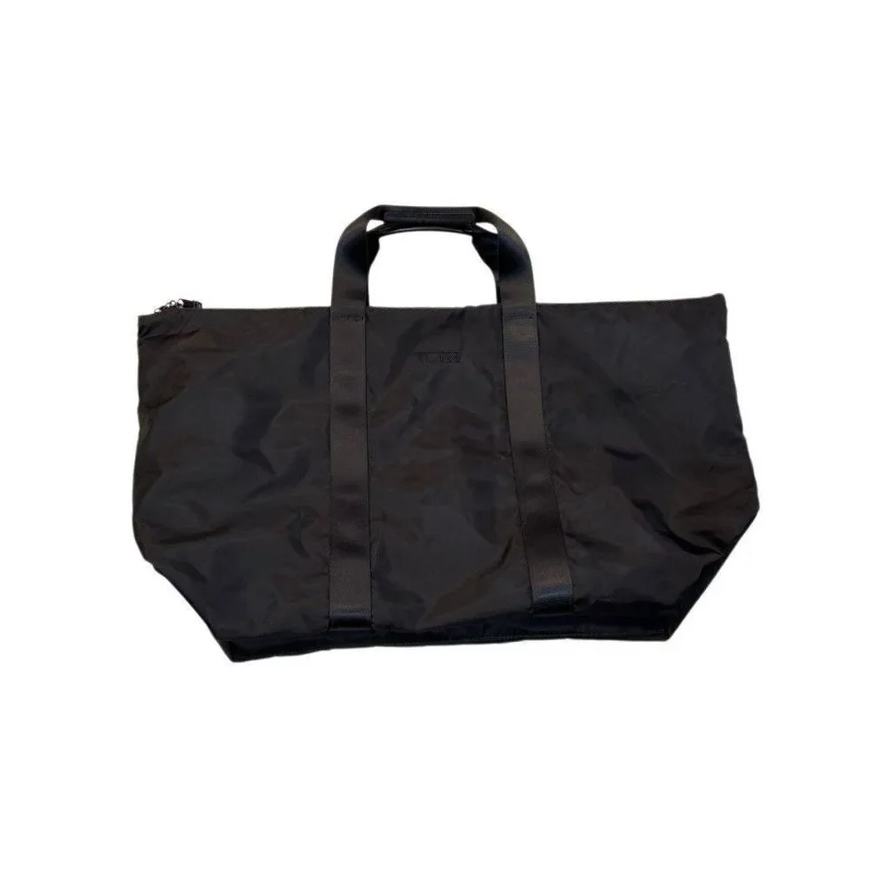 TUMI Black Nylon Packable Travel Duffel Bag + Small Pouch Lightweight
